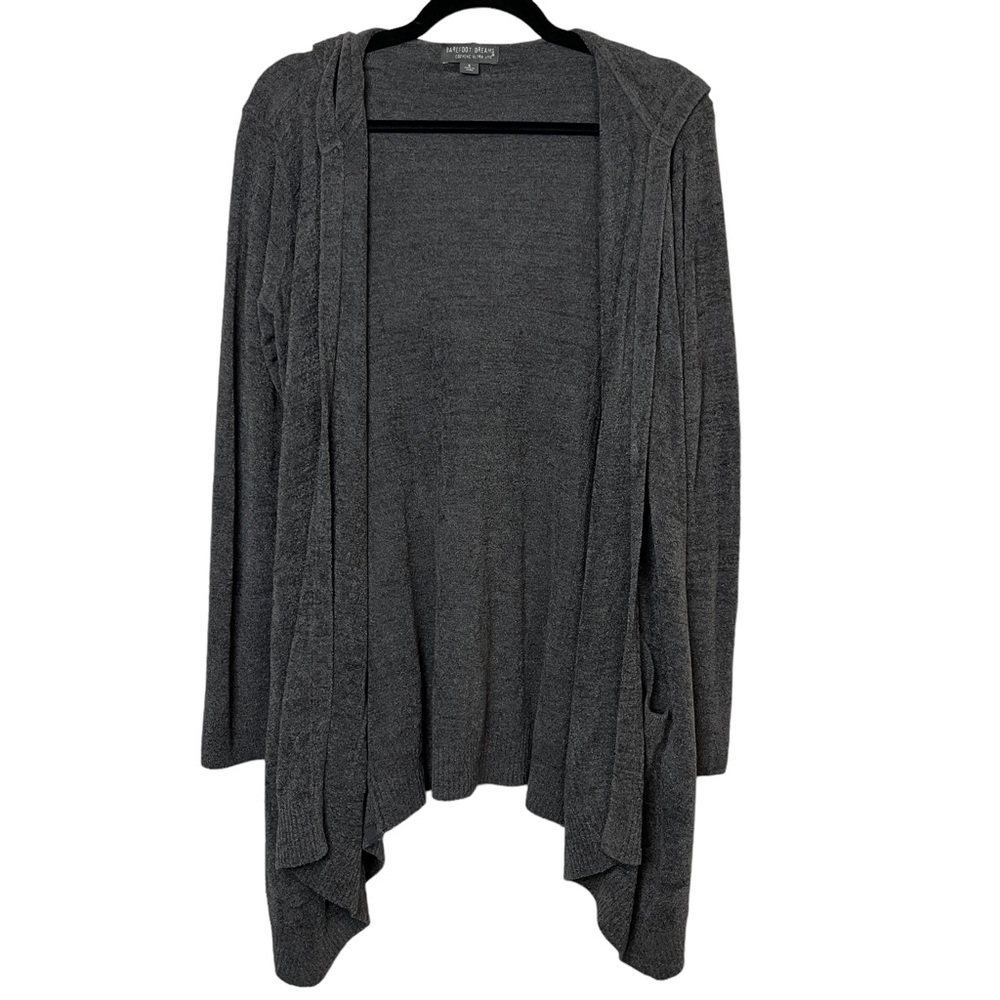 Barefoot Dream Gray Hooded Open Cardigan Size S Women